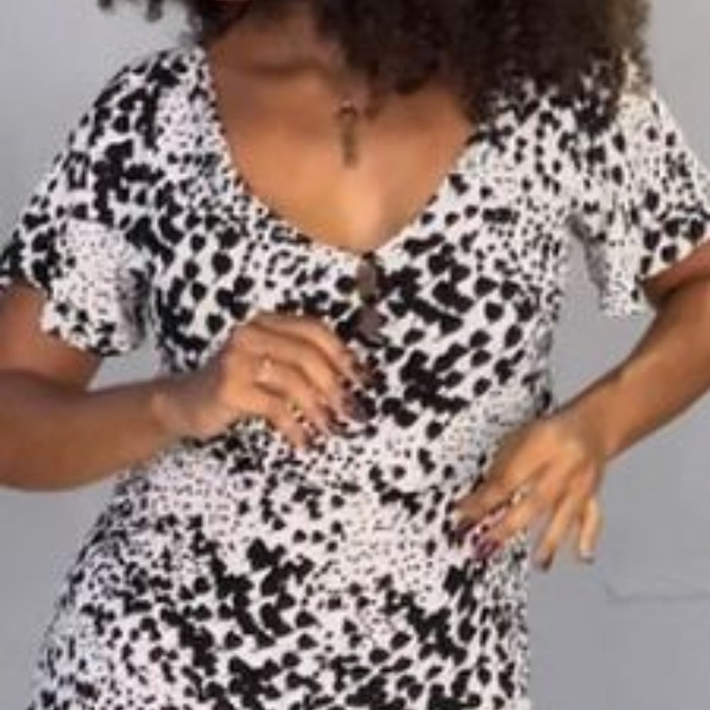 Zara Trafaluc Collection Black and White Romper With Peek A Boo Back Size Small